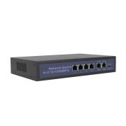 HT412 6-портовый PoE-коммутатор Longse™, 4 PoE порта (PoE IEEE 802.3af/at) 10/100 МБит/с, до 30 Вт н